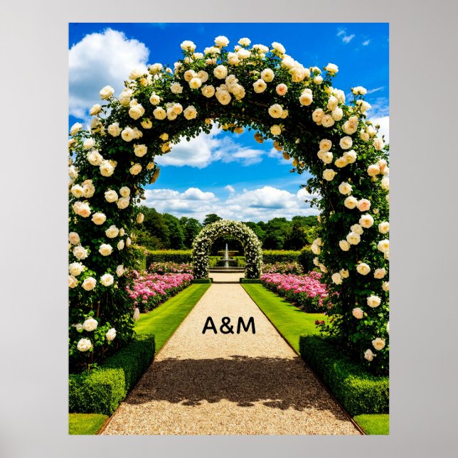Wedding Arch Garden Path Leading Summer Fountain  Poster (Front)