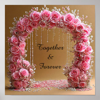 Wedding Arch with Pink Roses Romantic Floral 🌸💍✨ Poster