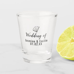 Wedding  Asian Fan Logo Couples Name Shot Glass