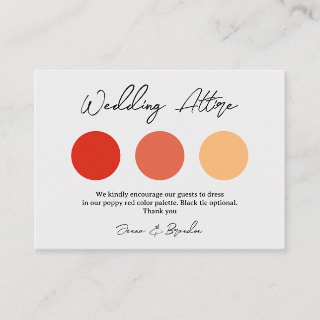 Wedding Attire 3 Colour Palette Enclosure Card (Front)