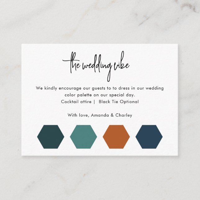 Wedding Attire Colour Palette QR Code Scan Enclosure Card (Front)