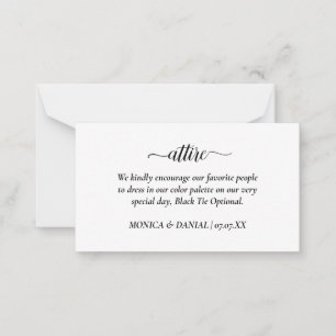 Wedding Attire Dress Code Card
