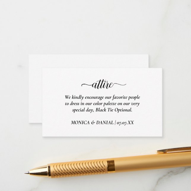 Wedding Attire Dress Code  Enclosure Card (Front/Back In Situ)
