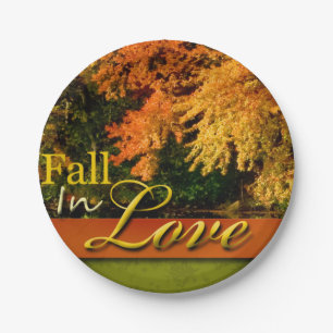 Wedding Autumn Scenic Fall In Love Foliage Photo Paper Plate