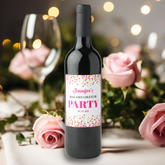 Wedding Bachelorette Glam Dots Wine Label