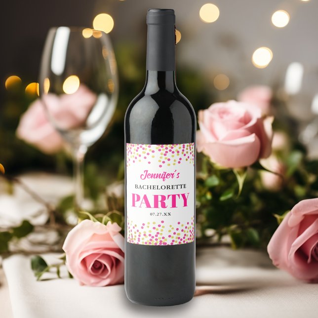 Wedding Bachelorette Glam Dots Wine Label (Creator Uploaded)