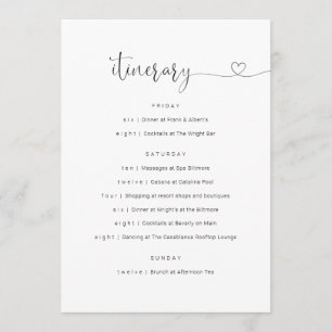 Wedding / Bachelorette Party / Birthday Itinerary Programme
