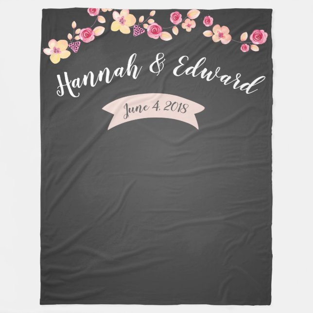 Wedding backdrop photo background chalkboard fleece blanket (Front)