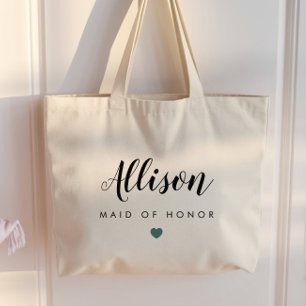 Wedding Bag, Bridesmaid, Bachelorette, Grey Blue Large Tote Bag