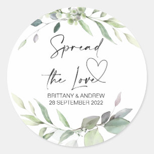Wedding Bag Favor Spread the Love Jam Eucalyptus Classic Round Sticker