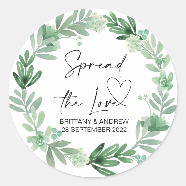 Wedding Bag Favor Spread the Love Succulents Classic Round Sticker (Front)