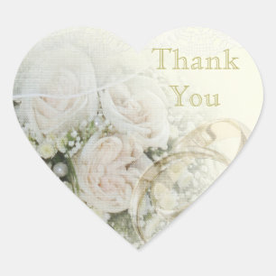 Wedding Bands, Roses & Lace Thank You Heart Sticker