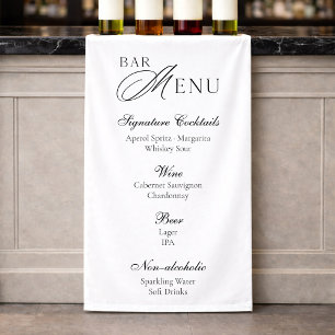 Wedding Bar Menu Modern Black & White Sign