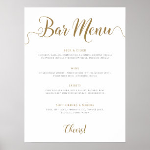 Wedding Bar Menu Sign Gold Drinks Menu