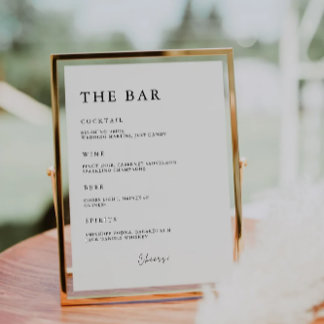 Wedding Bar Menu Sign Template, Invitation