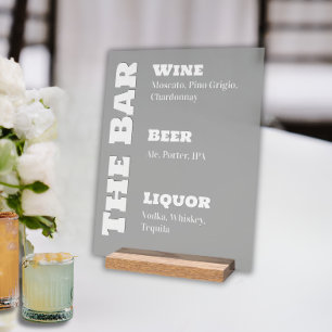 Wedding Bar Sign - Custom Acrylic Drink Display