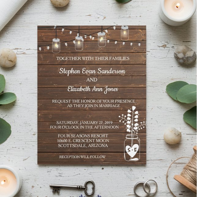 Wedding Barn Mason Jar Classic Wood Rustic Budget  Flyer (Creator Uploaded)