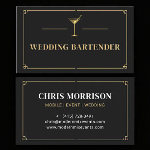 Wedding Bartender Professional Business Card