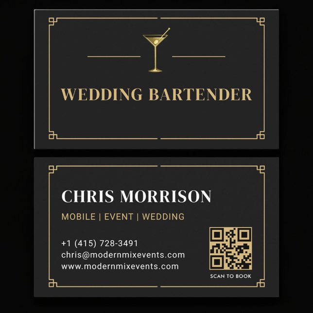 Wedding Bartender QR Code Professional Business Card (Creator Uploaded)