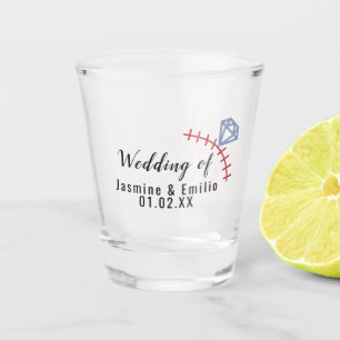 Wedding  Baseball  Logo Couples Name Shot Glass
