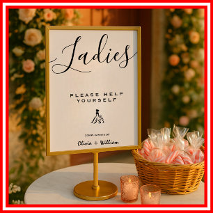 Wedding Bathroom Sign Modern Elegant Minimalist