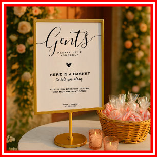 Wedding Bathroom Sign Modern Elegant Minimalist