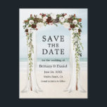 Wedding Beach Canopy Watercolor Boho Floral Announcement Postcard<br><div class="desc">Elegant Wedding Canopy Watercolor Green Brown Boho Floral Wedding Engagement Announcement Save The Date Card includes beautiful white roses and brown flowers. The wood wedding canopy arch includes botanical greenery on a sandy beach ocean sky background.</div>