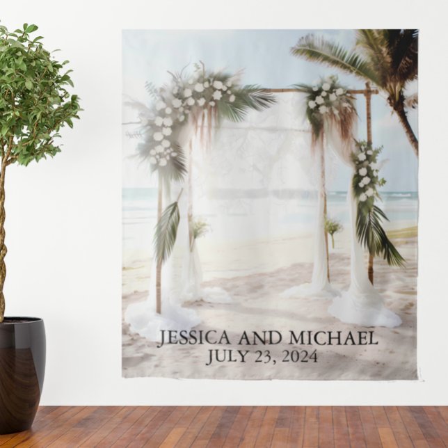 Wedding Beach Floral Arch   Tapestry (Creator Uploaded)