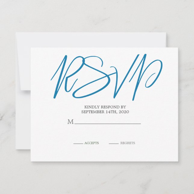Wedding Beach Ocean Blue Sand Modern Destination RSVP Card (Front)