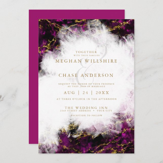 Wedding |  Beautiful Red Garnet Crystal Geode Invitation (Front/Back)