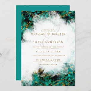 Wedding    Beautiful Turquoise and Crystal Geode Invitation