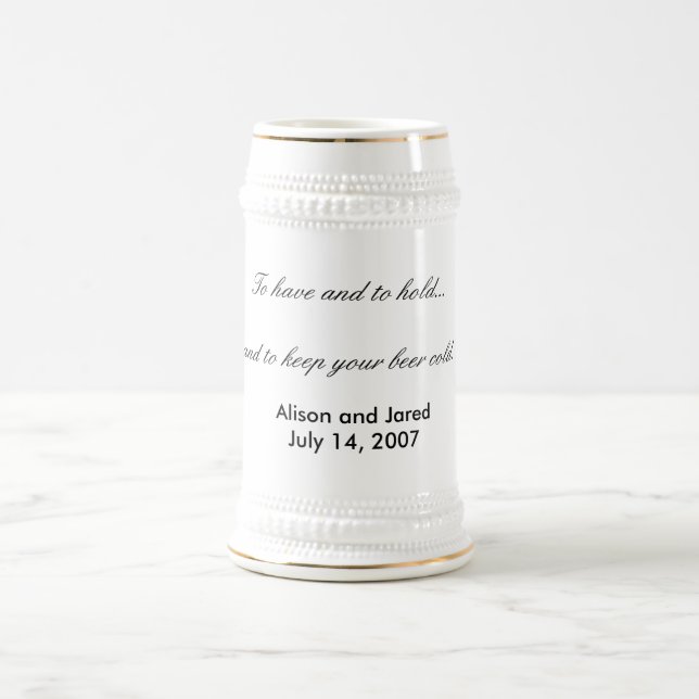 Wedding beer stein- wedding favour or gift beer stein (Center)