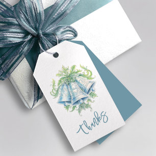 Wedding bells and foliage watercolor thanks favor gift tags