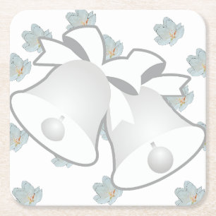 Wedding Bells Blossom   Square Paper Coaster