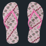 Wedding Bells Bride Pink Rose Flower Bow Flip Flop<br><div class="desc">Features an original wedding-themed illustration of a pink rose boutonniere,  a pair of silver wedding bells,  a bridal bouquet,  and a burgundy bow tie. 

Designer is available to create and upload custom designs to match the colours and themes of your wedding--click "Ask this Designer" to begin the design process!</div>