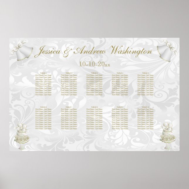 Wedding Bells & Champagne Flutes Seating Chart (Front)