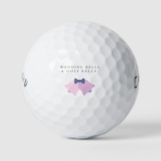 'Wedding Bells & Golf Balls' Wedding Favour Gift  Balls (Front)