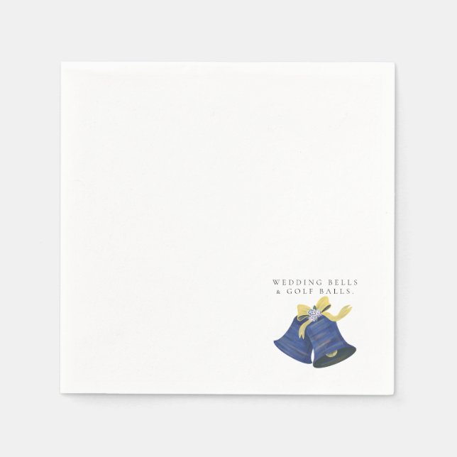 'Wedding Bells & Golf Balls' Wedding Favour Gift  Napkin (Front)