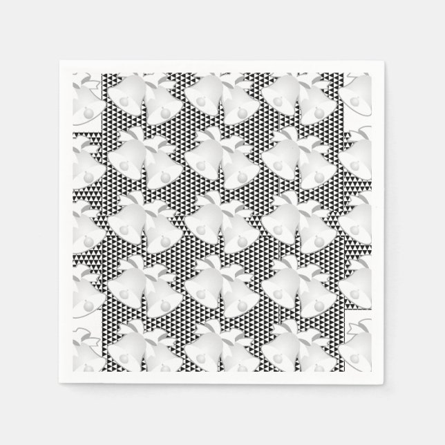 Wedding Bells Repeat Blk White Geo Napkin (Front)