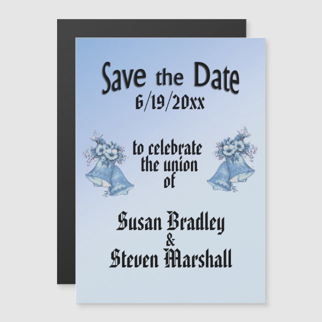 Wedding Bells Save the Date Magnetic Invitation (Front/Back)