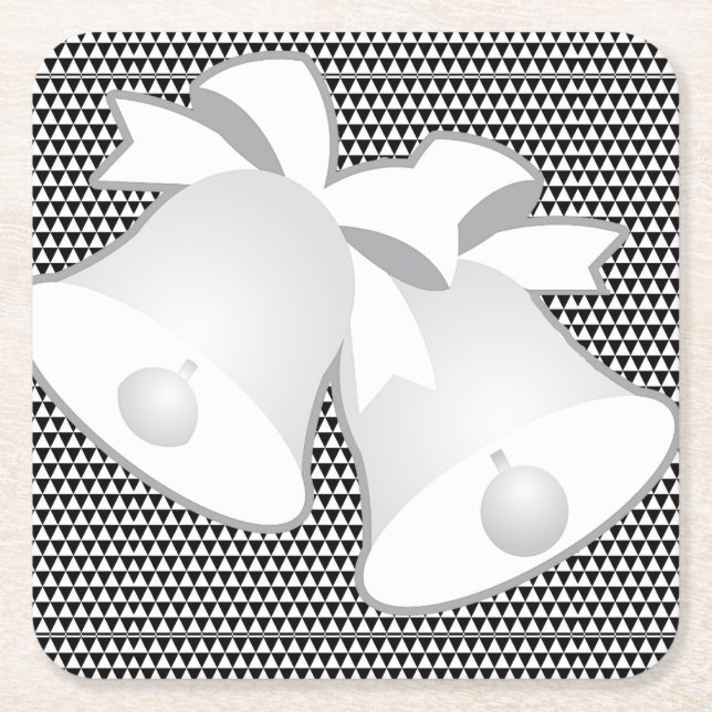Wedding Bells   Square Paper Coaster (Front)