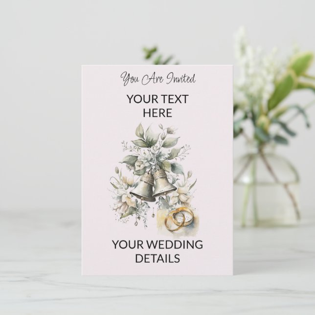 Wedding Bells  Watercolor Wedding Invitation (Standing Front)