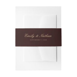 Wedding Belly Band Elegant Gold Burgundy Invitation Belly Band