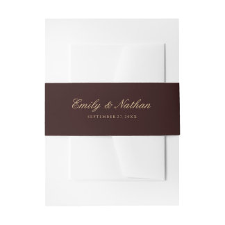 Wedding Belly Band Elegant Gold Burgundy Invitation Belly Band