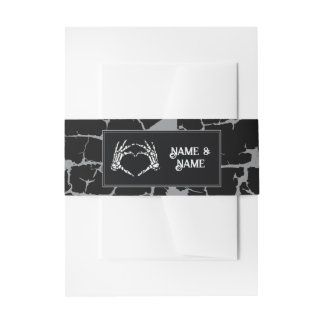 Wedding Belly Band Halloween Skeleton Heart Hands Invitation Belly Band