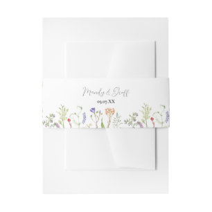 Wedding Belly Band Wildflower Floral Delicate Invitation Belly Band