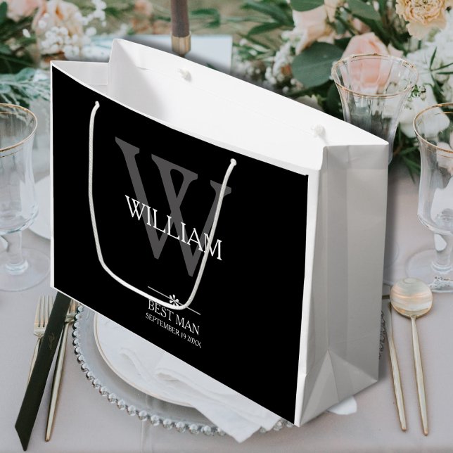 Wedding Best Man Gift Custom Chic Modern Classy Large Gift Bag (Perfect for Best Man gifts. Several sizes available.)