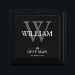 Wedding Best Man Gift Custom Name Elegant Cool  Gift Box<br><div class="desc">Wedding Best Man Gift Monogram Script Customised Name Elegant Cool Keepsake Gift Box. Click personalise this template to customise it with the monogram last name initial, first name, and date quickly and easily. Matching Best Man Gift items in Best Man Collections in this store. Ships Worldwide Fast. Wedding Best Man...</div>