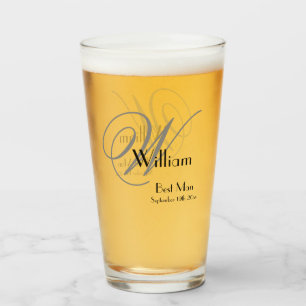 Wedding Best Man Gift Elegant Monogram & Name Cool Glass