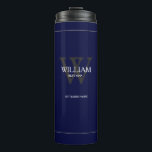 Wedding Best Man Gift Modern Monogram Cool Navy Thermal Tumbler<br><div class="desc">Wedding Best Man Gift Modern Monogram And Name Cool Navy Blue Thermal Tumbler. Click personalise this template to customise it with your Best Man Monogram Initial, their first name and the marriage date quickly and easily. Wedding Best Man Gift Modern Monogram Cool Navy Thermal Tumbler, is part of the Best...</div>